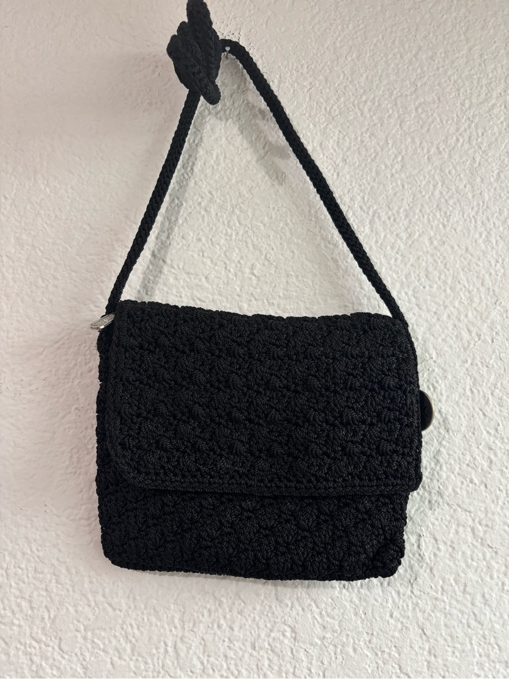 The Sak Black Crochet Crossbody Bag Small Boho Knit